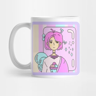 Cute Anime Alien Girl Minimalist Aesthetic Design Mug